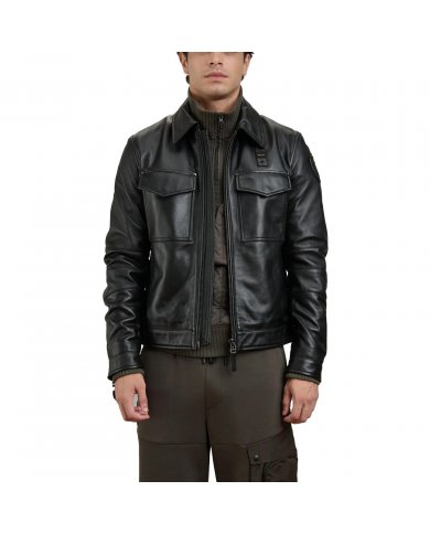 Giacca In Pelle Lucida Uomo Blauer Jones 26WBLUL01491007340