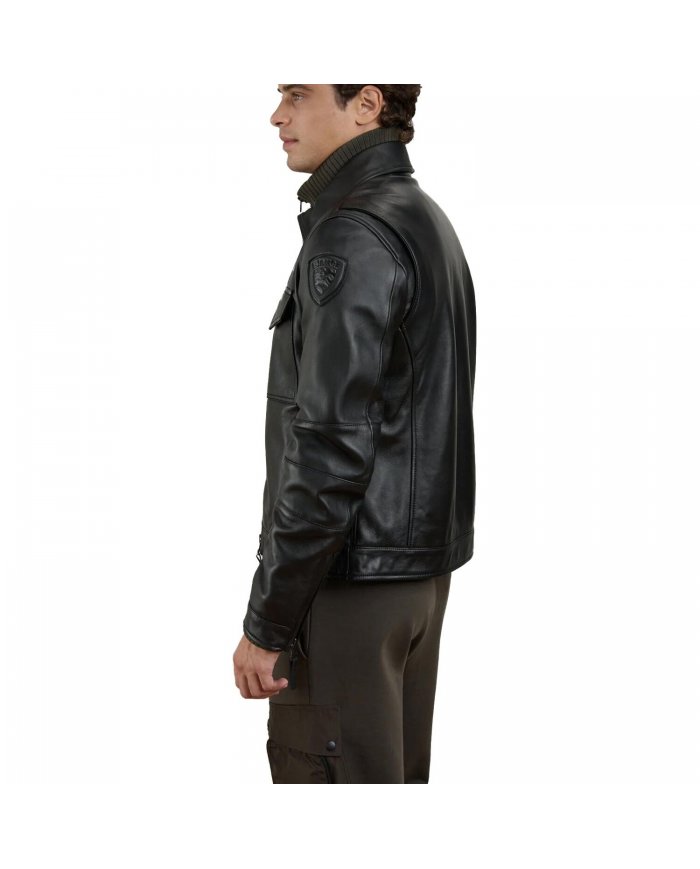 Giacca In Pelle Lucida Uomo Blauer Jones 26WBLUL01491007340