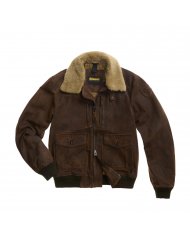 Bomber In Pelle Con Collo In Pelliccia Uomo Blauer Cheitons 26WBLUL01481007734
